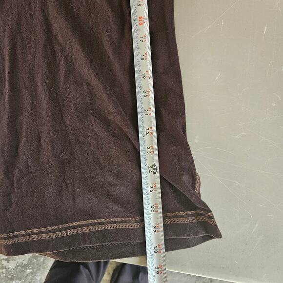 Y2K Abercrombie & Fitch Deep V Long Sleeve Tee Brown Stretch Pocket Top Size L - Picture 5 of 7